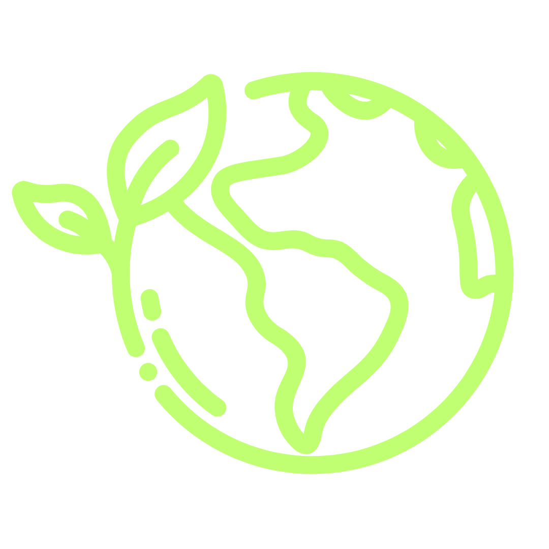 7 Green globe with leaves illustration.